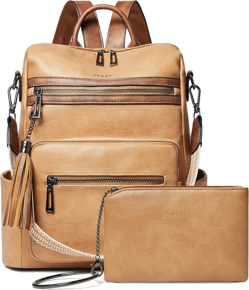Shrrie Backpack Purse for Women Leather Fashion Designer Travel Backpack Convertible Shoulder Satchel Bag for College Work - Image 1